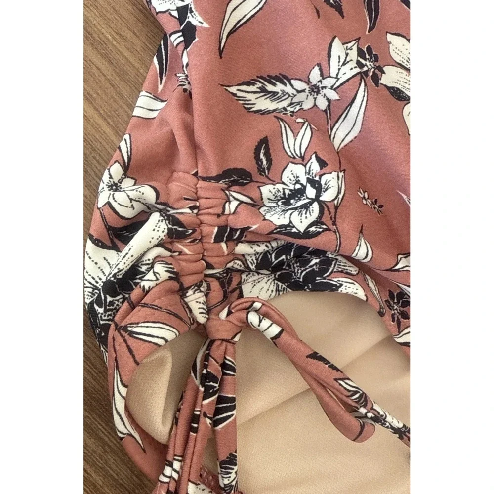 Kona Sol One‎ Piece Swimsuit S. Pink Floral  Bathing Suit
